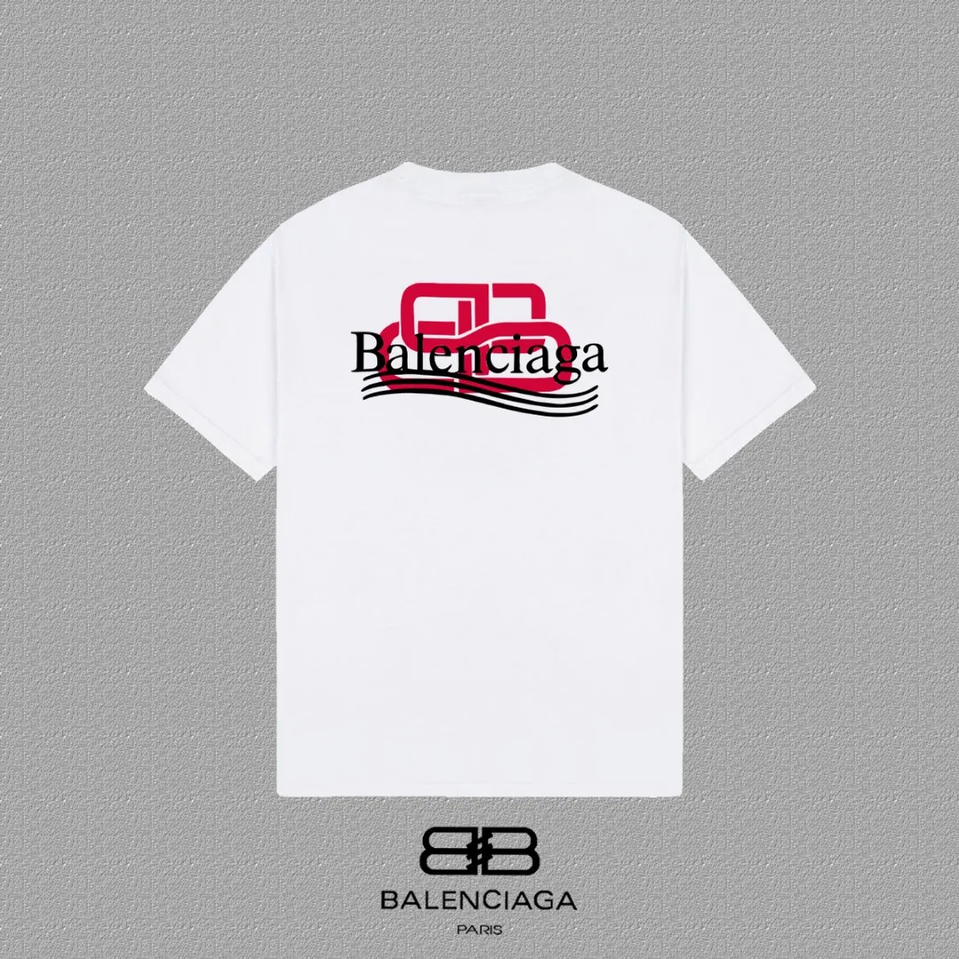 P80✨🔥 BALENCIAGA Paris lettering printed short-sleeved T-shirt. Custom-woven and dyed 300 grams of combed cotton heavyweight fabric. Zero color difference in threads. Perfect details. Different from the current currency version. Welcome to compare. Same Style for men and women. Must-sell in the picture above. Color: White Black Size: 1 2 3 4